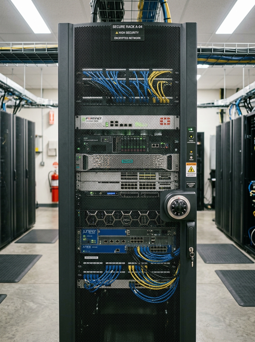 Gabinete de telecomunicaciones blindado con firewall perimetral y seguridad de red